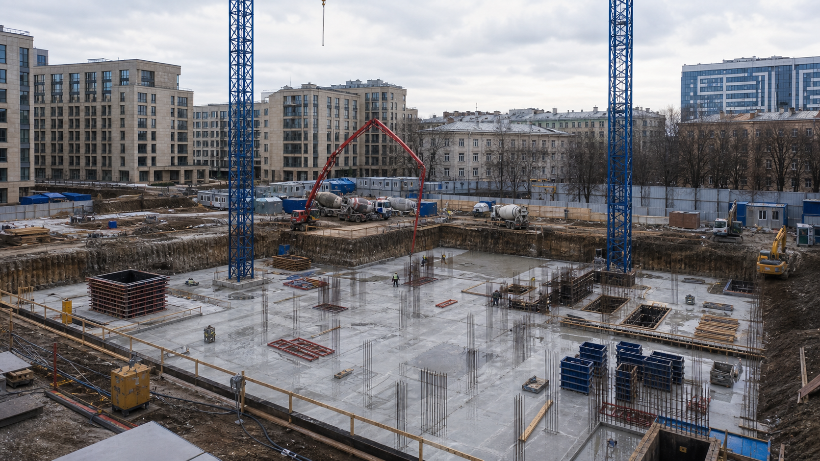 Фундамент завершён, стартует монтаж первого этажа